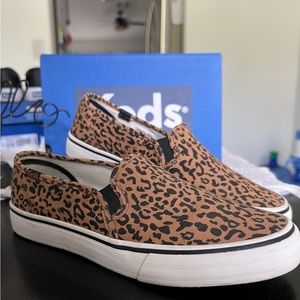 KEDS  double decker canvas animal print slip on sneakers